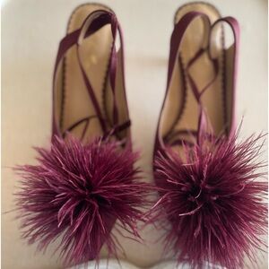 Antonio Melani Burgundy Feather Sandals